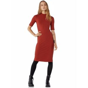 Free Assembly NWT ribbed mock neck midi dress orange L